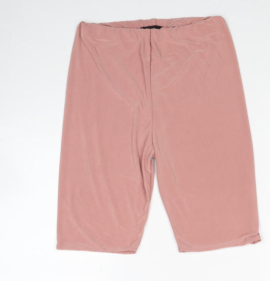 PRETTYLITTLETHING Womens Pink Polyester Compression Shorts Size 8 Regular Pull On