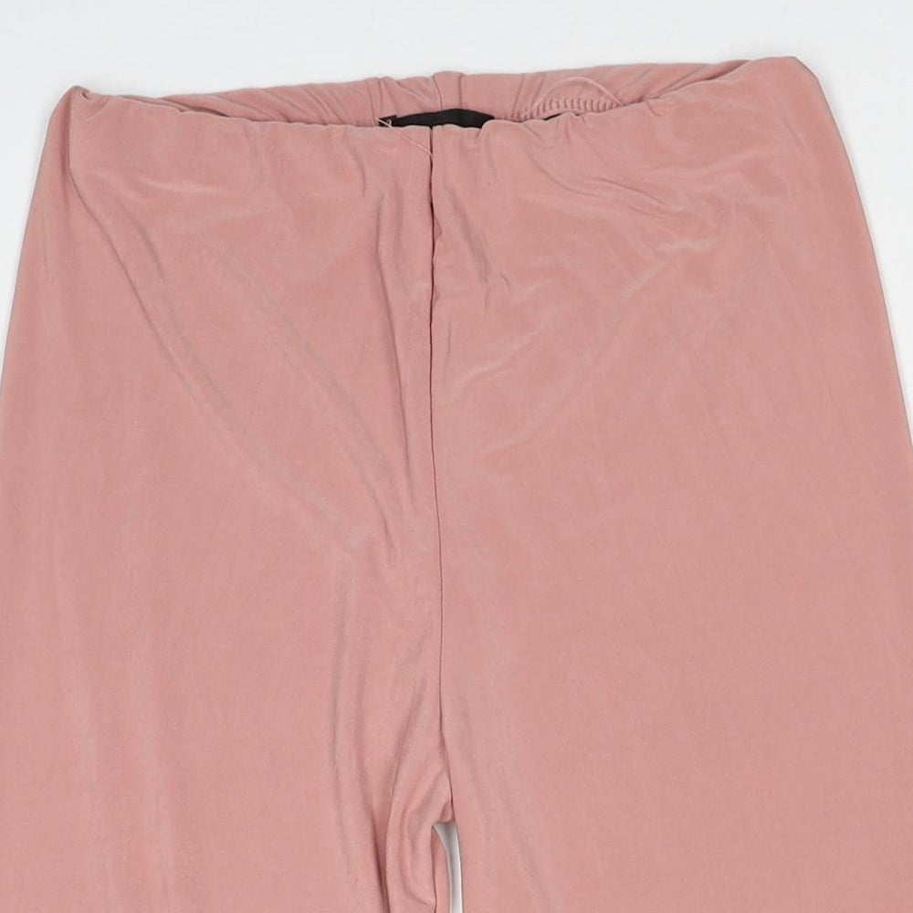 PRETTYLITTLETHING Womens Pink Polyester Compression Shorts Size 8 Regular Pull On