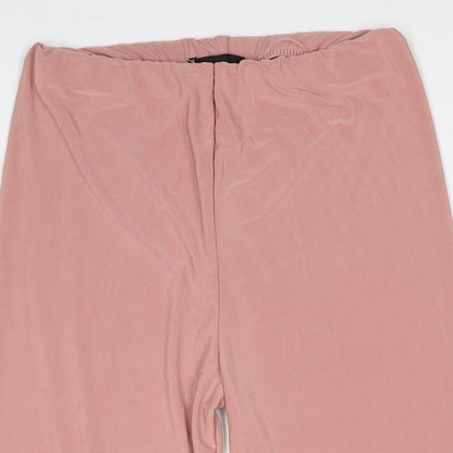 PRETTYLITTLETHING Womens Pink Polyester Compression Shorts Size 8 Regular Pull On