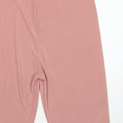 PRETTYLITTLETHING Womens Pink Polyester Compression Shorts Size 8 Regular Pull On