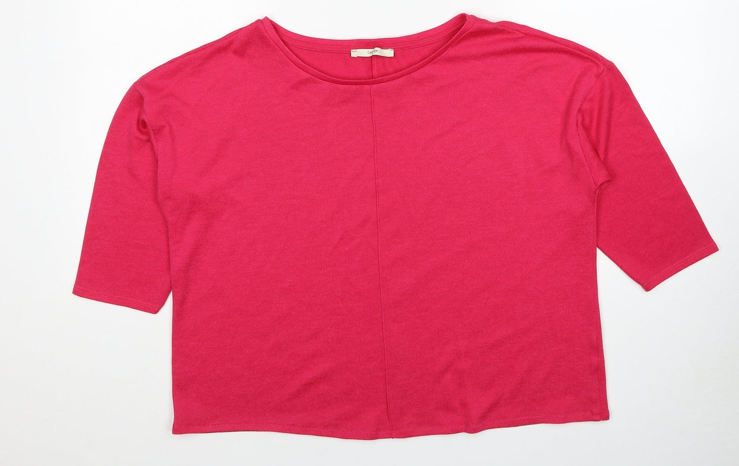 George Womens Pink Polyester Basic T-Shirt Size 14 Round Neck