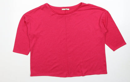George Womens Pink Polyester Basic T-Shirt Size 14 Round Neck