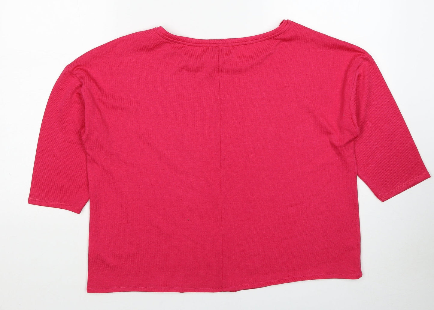 George Womens Pink Polyester Basic T-Shirt Size 14 Round Neck