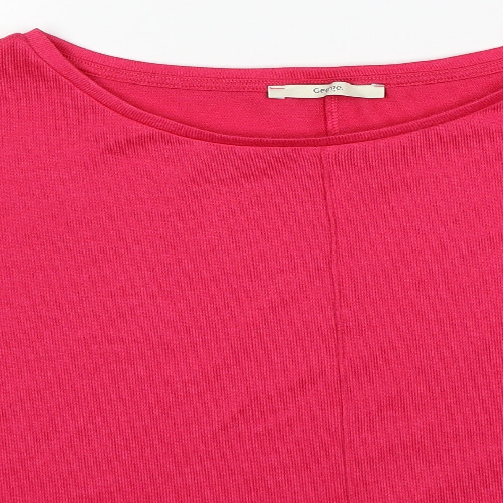 George Womens Pink Polyester Basic T-Shirt Size 14 Round Neck