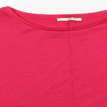 George Womens Pink Polyester Basic T-Shirt Size 14 Round Neck