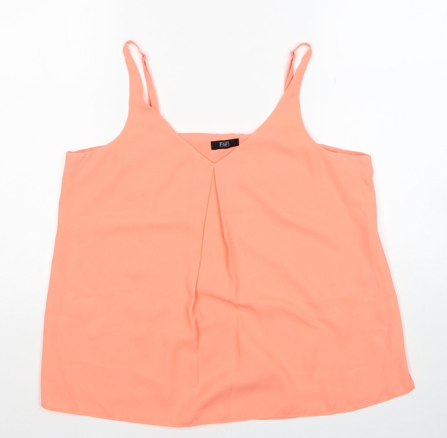 F&F Womens Pink Polyester Basic Tank Size 12 V-Neck