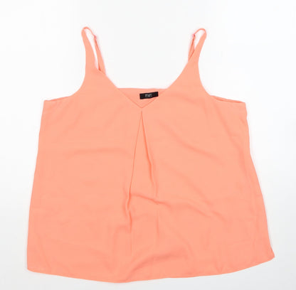 F&F Womens Pink Polyester Basic Tank Size 12 V-Neck