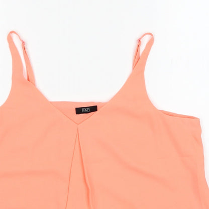 F&F Womens Pink Polyester Basic Tank Size 12 V-Neck