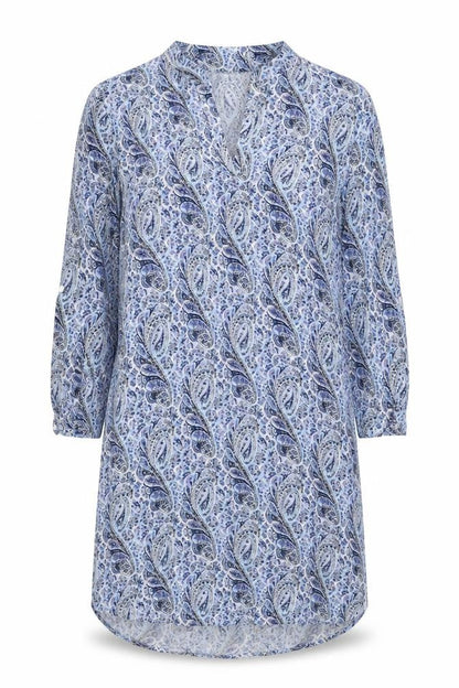 Atmosphere Womens Blue Paisley Viscose A-Line Size 10 V-Neck Pullover
