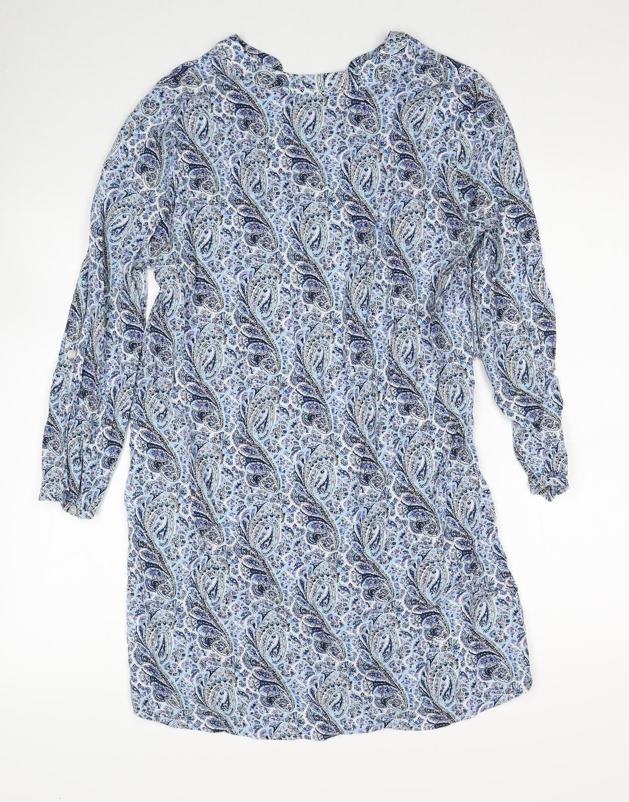 Atmosphere Womens Blue Paisley Viscose A-Line Size 10 V-Neck Pullover