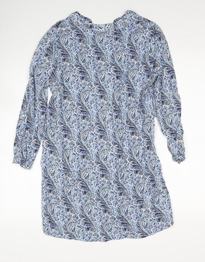Atmosphere Womens Blue Paisley Viscose A-Line Size 10 V-Neck Pullover