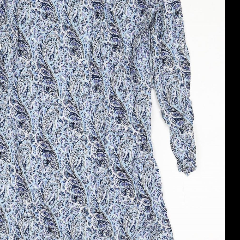 Atmosphere Womens Blue Paisley Viscose A-Line Size 10 V-Neck Pullover