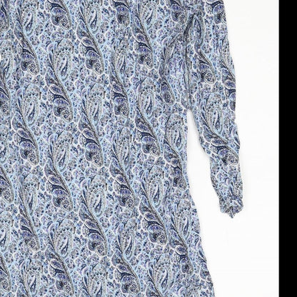 Atmosphere Womens Blue Paisley Viscose A-Line Size 10 V-Neck Pullover