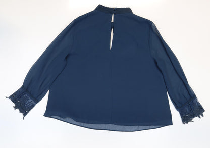 Womens UK Size 16 Limited Edition Blue Basic Blouse