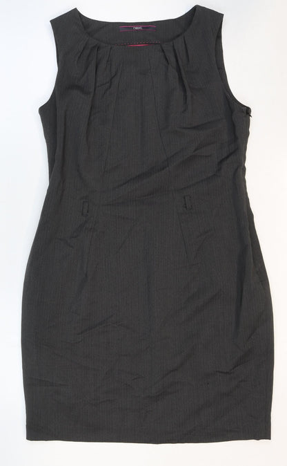 NEXT Womens Grey Polyester Pencil Dress Size M Boat Neck Zip - Pleat Detail