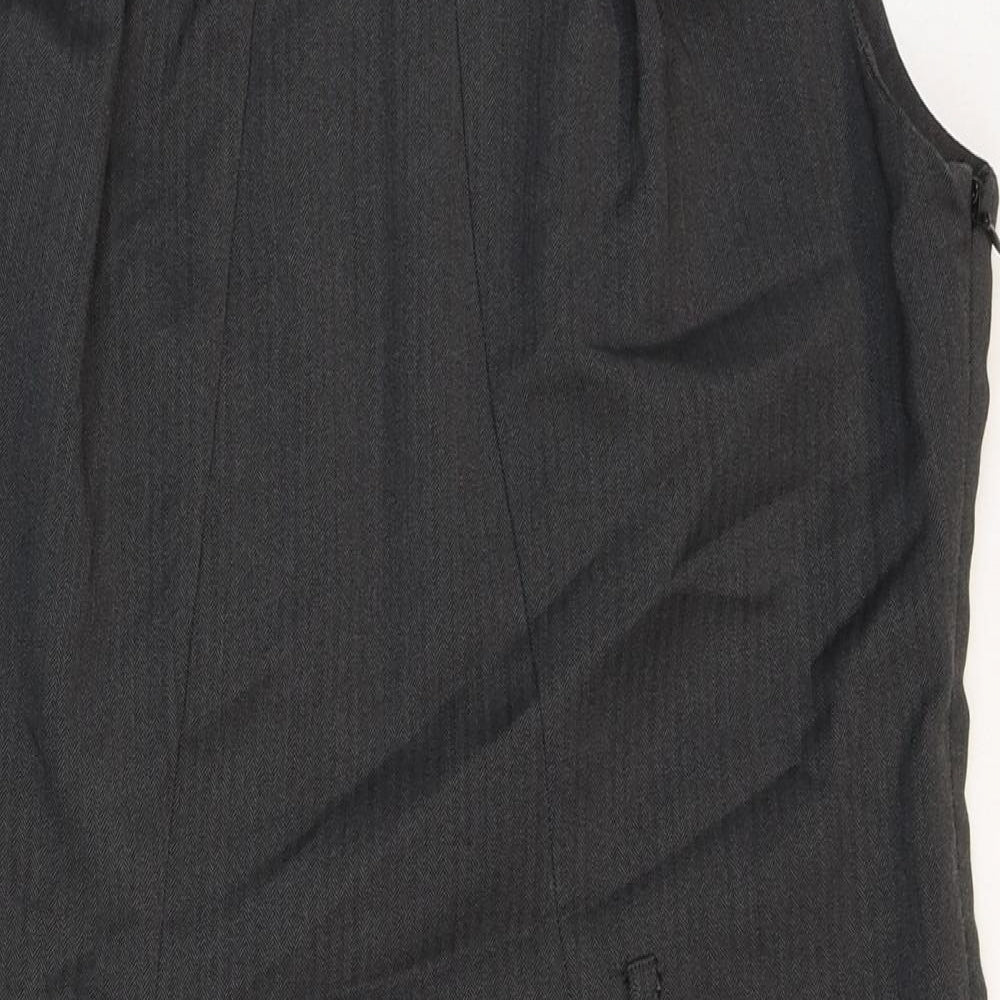 NEXT Womens Grey Polyester Pencil Dress Size M Boat Neck Zip - Pleat Detail