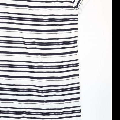 Zara Womens White Striped Polyamide T-Shirt Dress Size S Round Neck Pullover