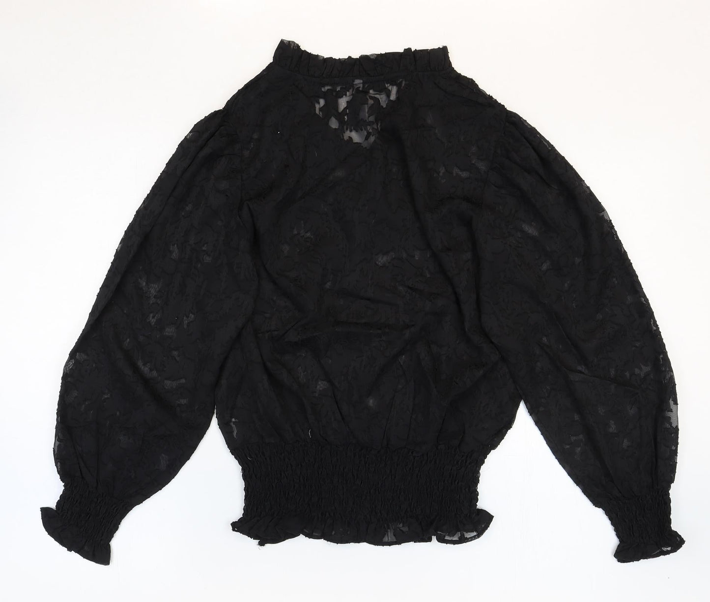 Golden Line Womens Black Geometric Polyester Basic Blouse Size S V-Neck