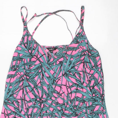 PEP&CO Womens Pink Geometric Polyester Mini Size 14 V-Neck Pullover