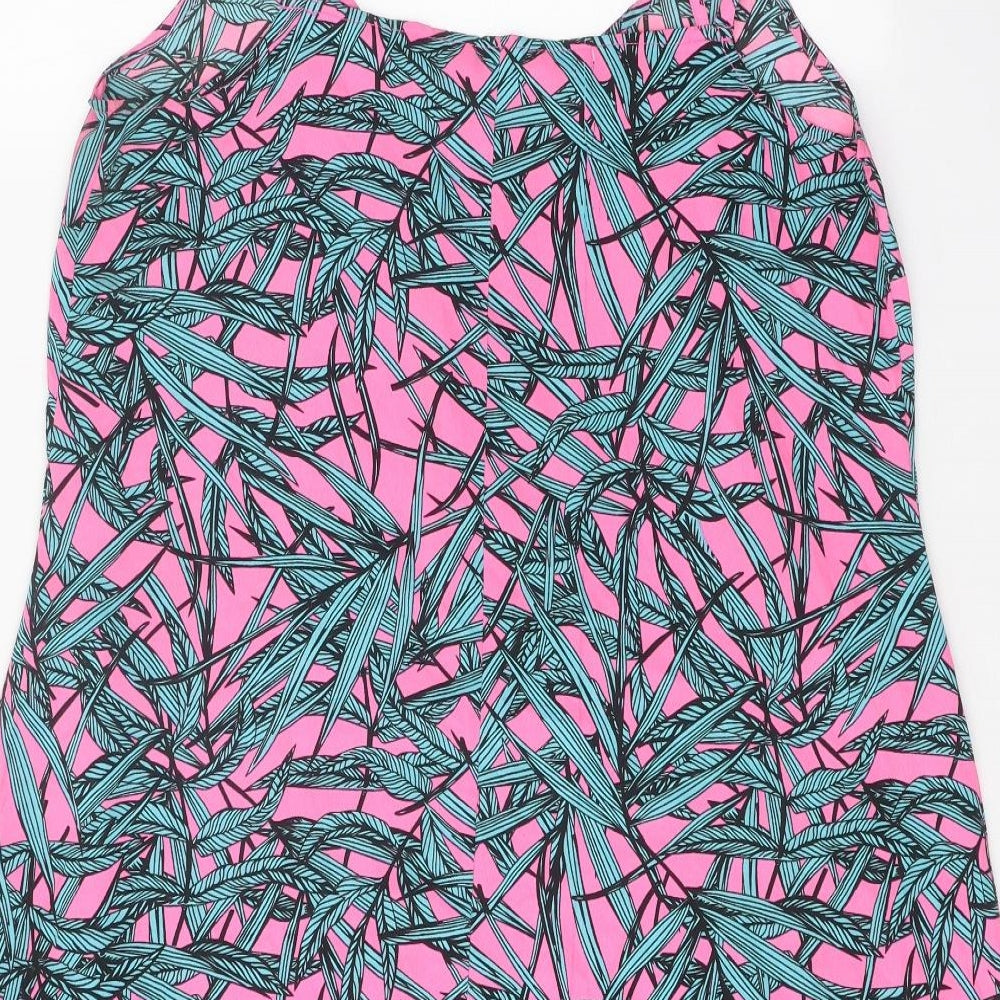 PEP&CO Womens Pink Geometric Polyester Mini Size 14 V-Neck Pullover