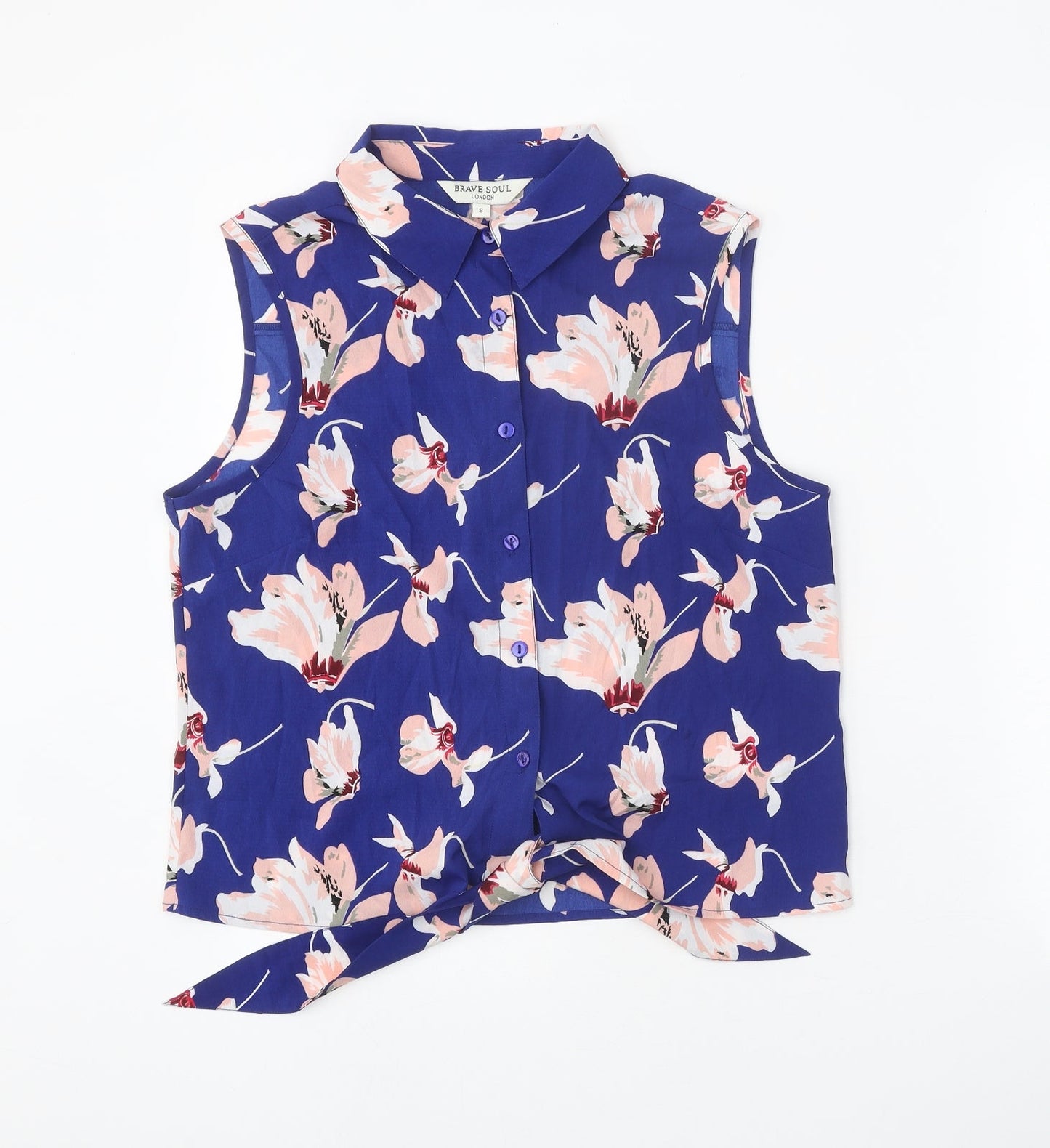 Womens UK Size S Brave Soul Blue Basic Button-Up