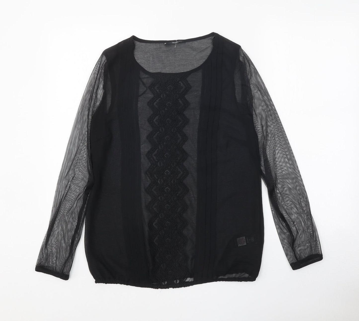 F&F Womens Black Polyester Basic Blouse Size 8 Round Neck