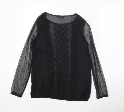 F&F Womens Black Polyester Basic Blouse Size 8 Round Neck