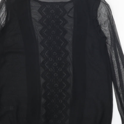 F&F Womens Black Polyester Basic Blouse Size 8 Round Neck