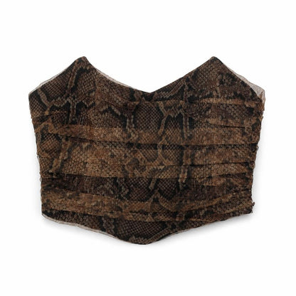 Zara Womens Brown Animal Print Polyester Cropped Blouse Size S Sweetheart - Snake Skin Print Bandeau