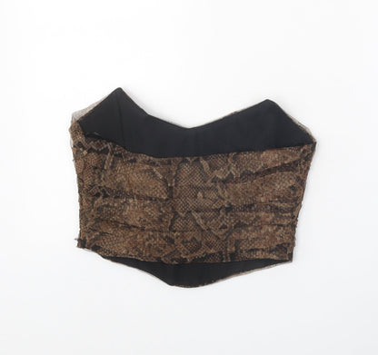 Zara Womens Brown Animal Print Polyester Cropped Blouse Size S Sweetheart - Snake Skin Print Bandeau
