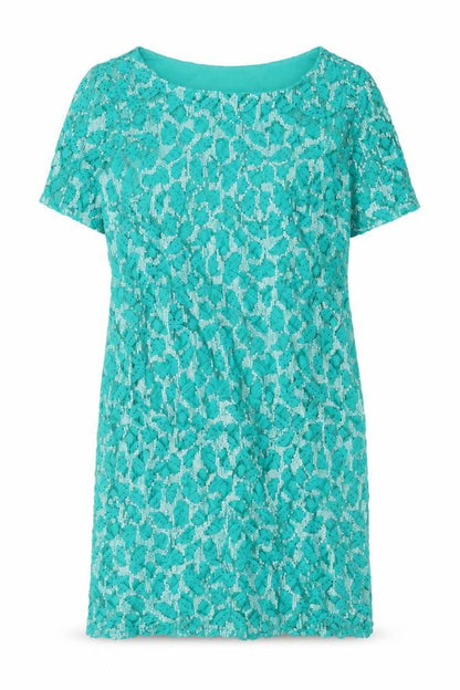 Monsoon Womens Green Geometric Cotton Shift Size 8 Boat Neck Zip