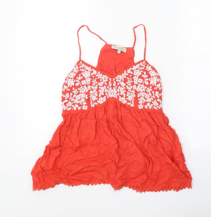 F&F Womens Red Viscose Basic Blouse Size 6 V-Neck