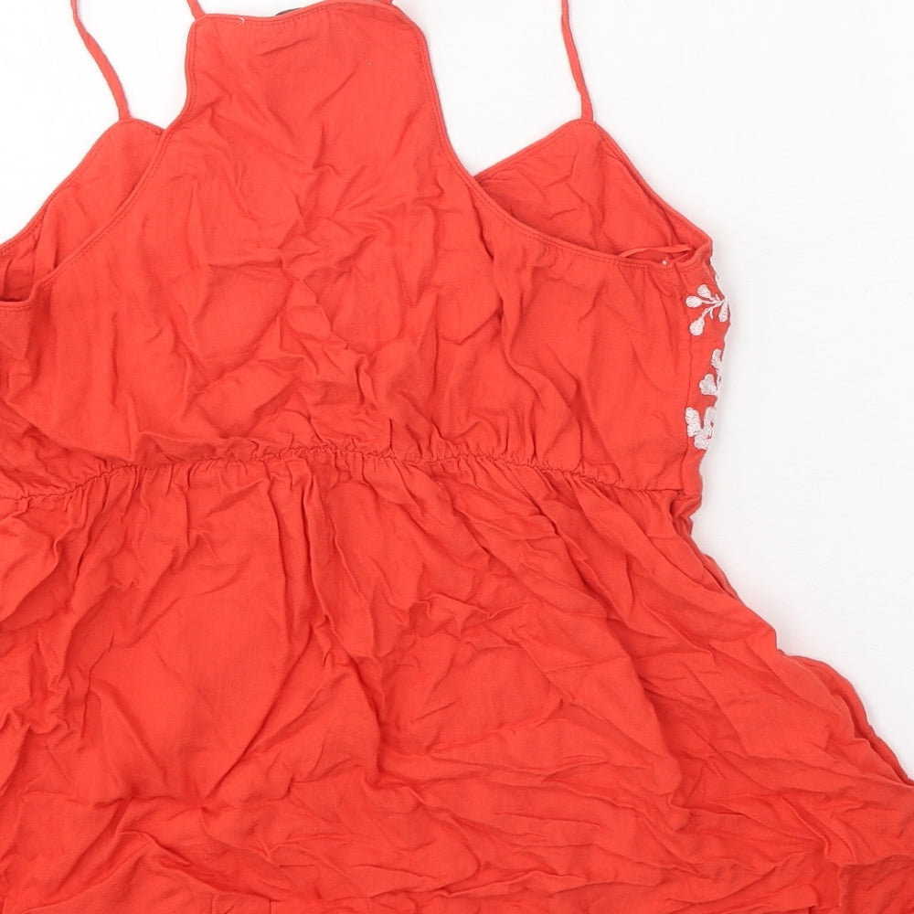 F&F Womens Red Viscose Basic Blouse Size 6 V-Neck