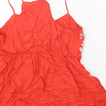 F&F Womens Red Viscose Basic Blouse Size 6 V-Neck