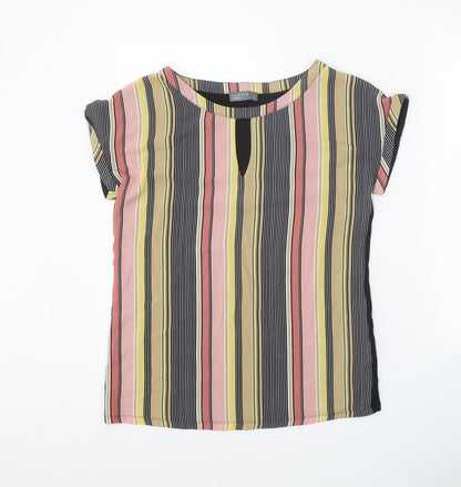 Papaya Womens Multicoloured Striped Polyester Basic Blouse Size 8 Scoop Neck