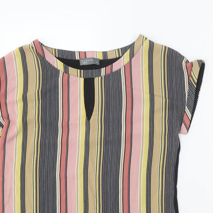 Papaya Womens Multicoloured Striped Polyester Basic Blouse Size 8 Scoop Neck