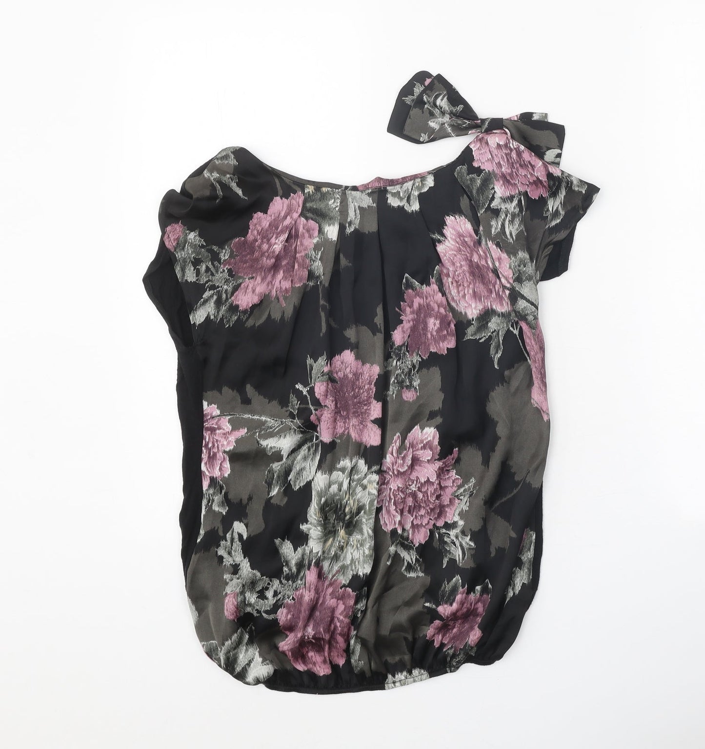 Amphora Womens Black Polyester Basic Blouse Size 10 Scoop Neck