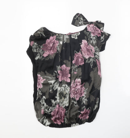 Amphora Womens Black Polyester Basic Blouse Size 10 Scoop Neck