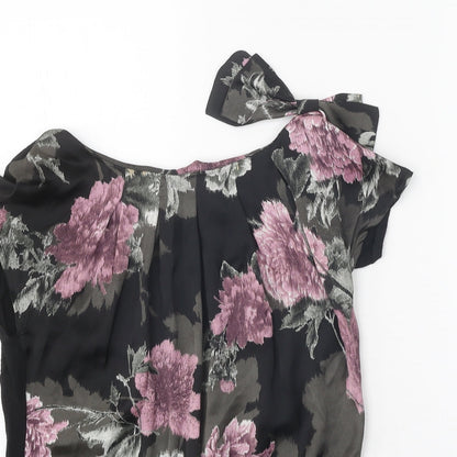 Amphora Womens Black Polyester Basic Blouse Size 10 Scoop Neck