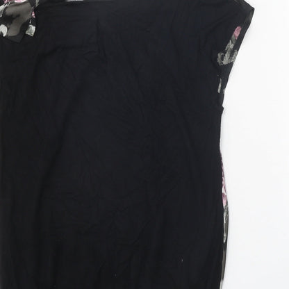 Amphora Womens Black Polyester Basic Blouse Size 10 Scoop Neck