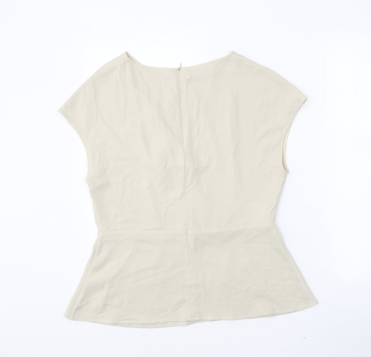 MOTF Womens Beige Polyester Basic Blouse Size L Round Neck
