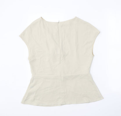 MOTF Womens Beige Polyester Basic Blouse Size L Round Neck