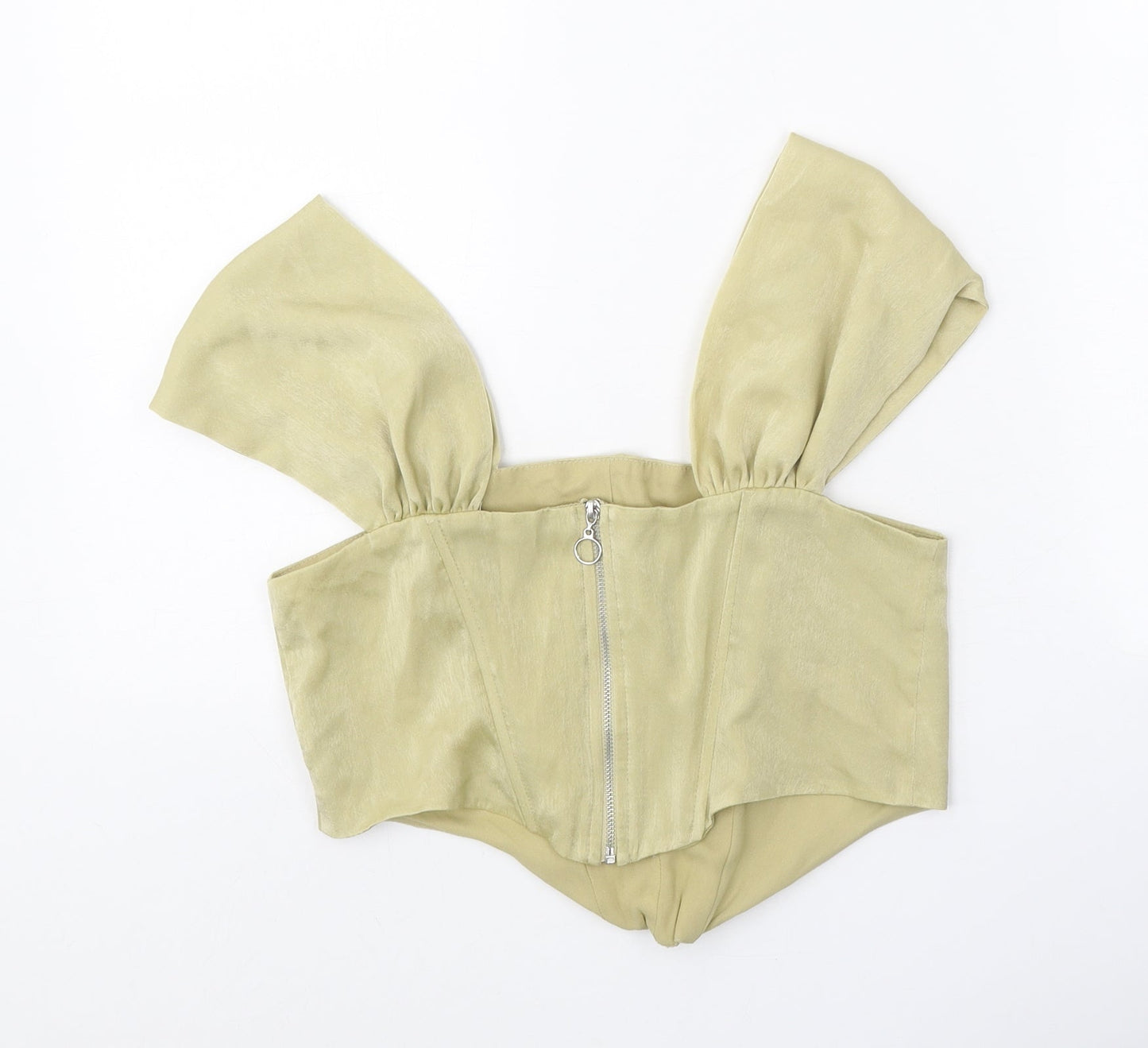 Womens UK Size 8 PRETTYLITTLETHING Beige Cropped Blouse