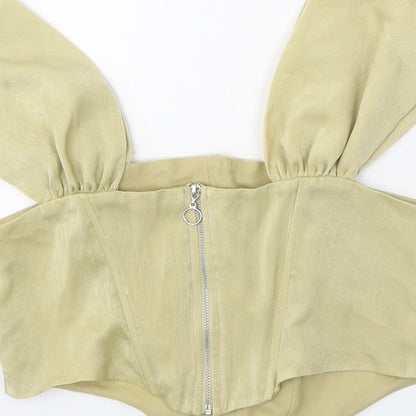 Womens UK Size 8 PRETTYLITTLETHING Beige Cropped Blouse