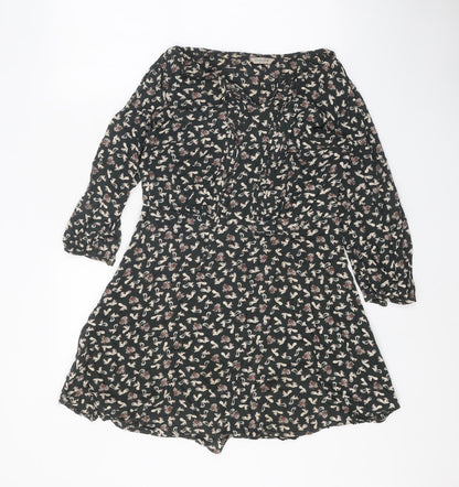 Indigo Womens Grey Geometric Modal A-Line Size 10 Boat Neck Pullover - Squirrel Print