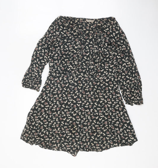 Indigo Womens Grey Geometric Modal A-Line Size 10 Boat Neck Pullover - Squirrel Print