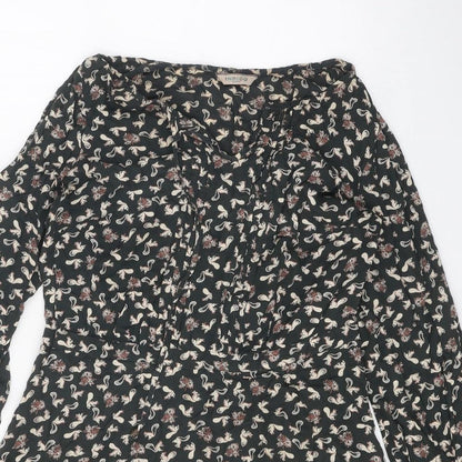 Indigo Womens Grey Geometric Modal A-Line Size 10 Boat Neck Pullover - Squirrel Print