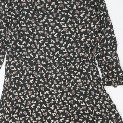 Indigo Womens Grey Geometric Modal A-Line Size 10 Boat Neck Pullover - Squirrel Print