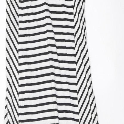 ESMARA Womens White Striped Polyester Maxi Size XS Scoop Neck Pullover