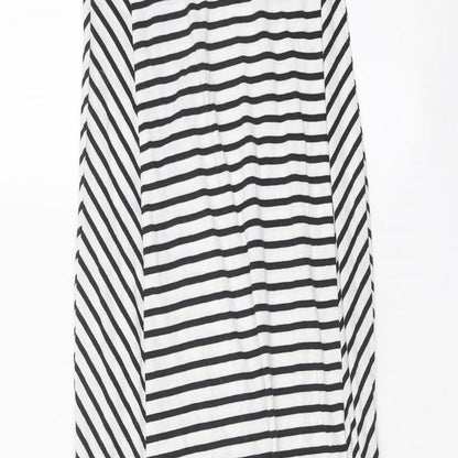 ESMARA Womens White Striped Polyester Maxi Size XS Scoop Neck Pullover